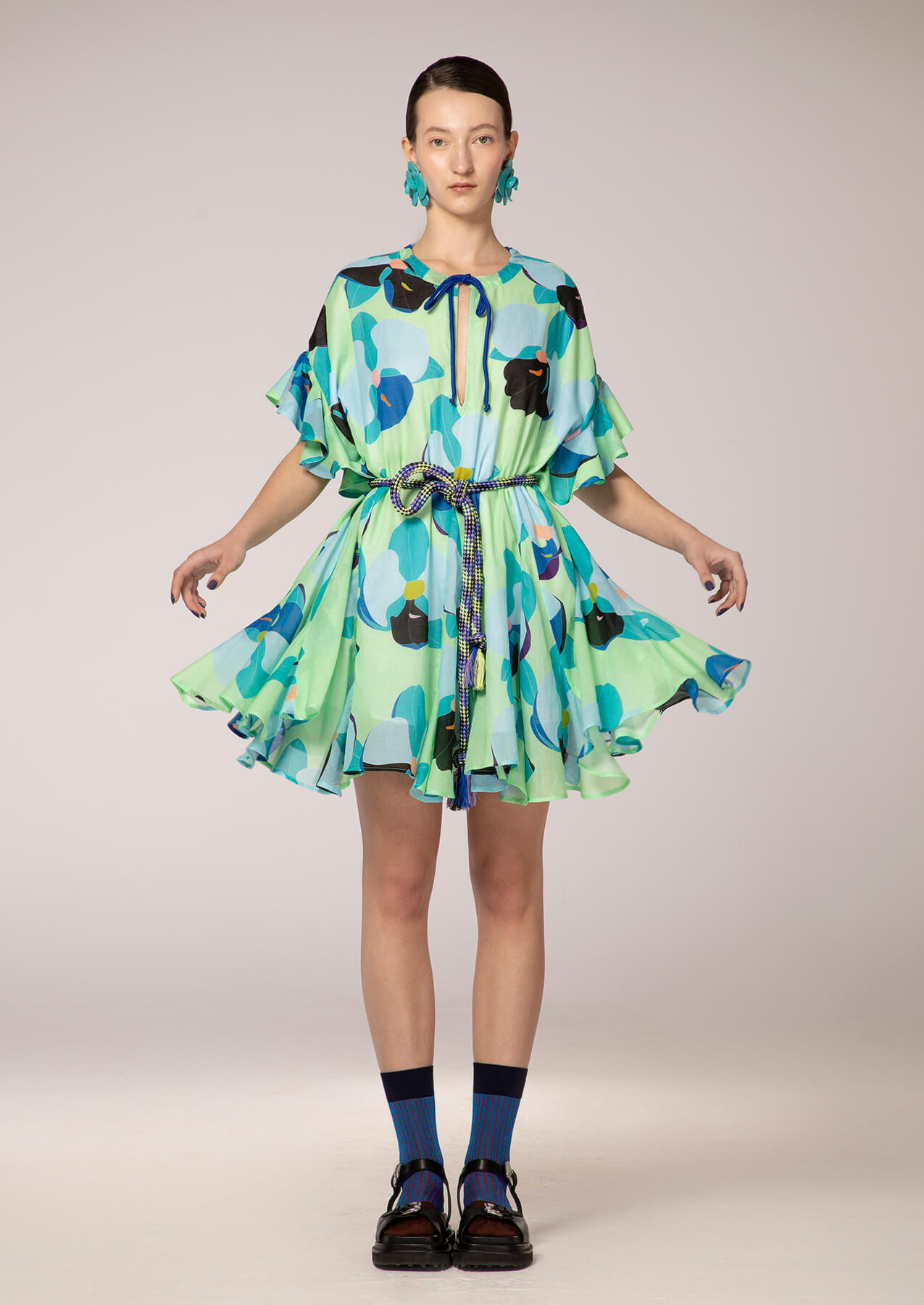 knapp-dance-of-the-orchid-ss2024-flower-pattern-frilled-belted-midi-dress